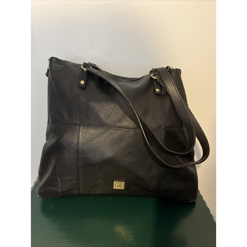 KOOBA Everette Black Pebble Leather Tote Bag Designer Hobo Handbag